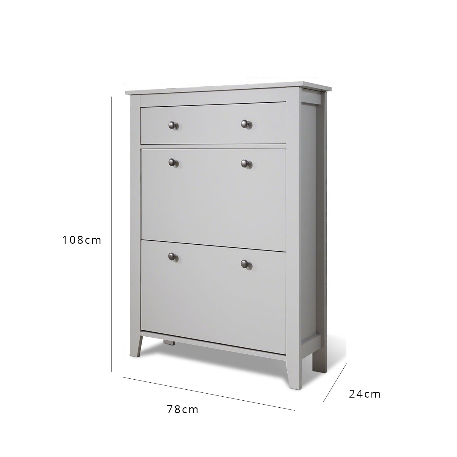 Grey Shoe Cabinet Storage Cupboard Wooden - Laura James