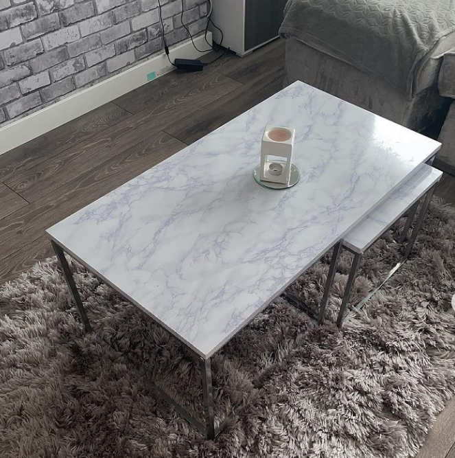 Jay coffee table and side table set - marble effect and chrome