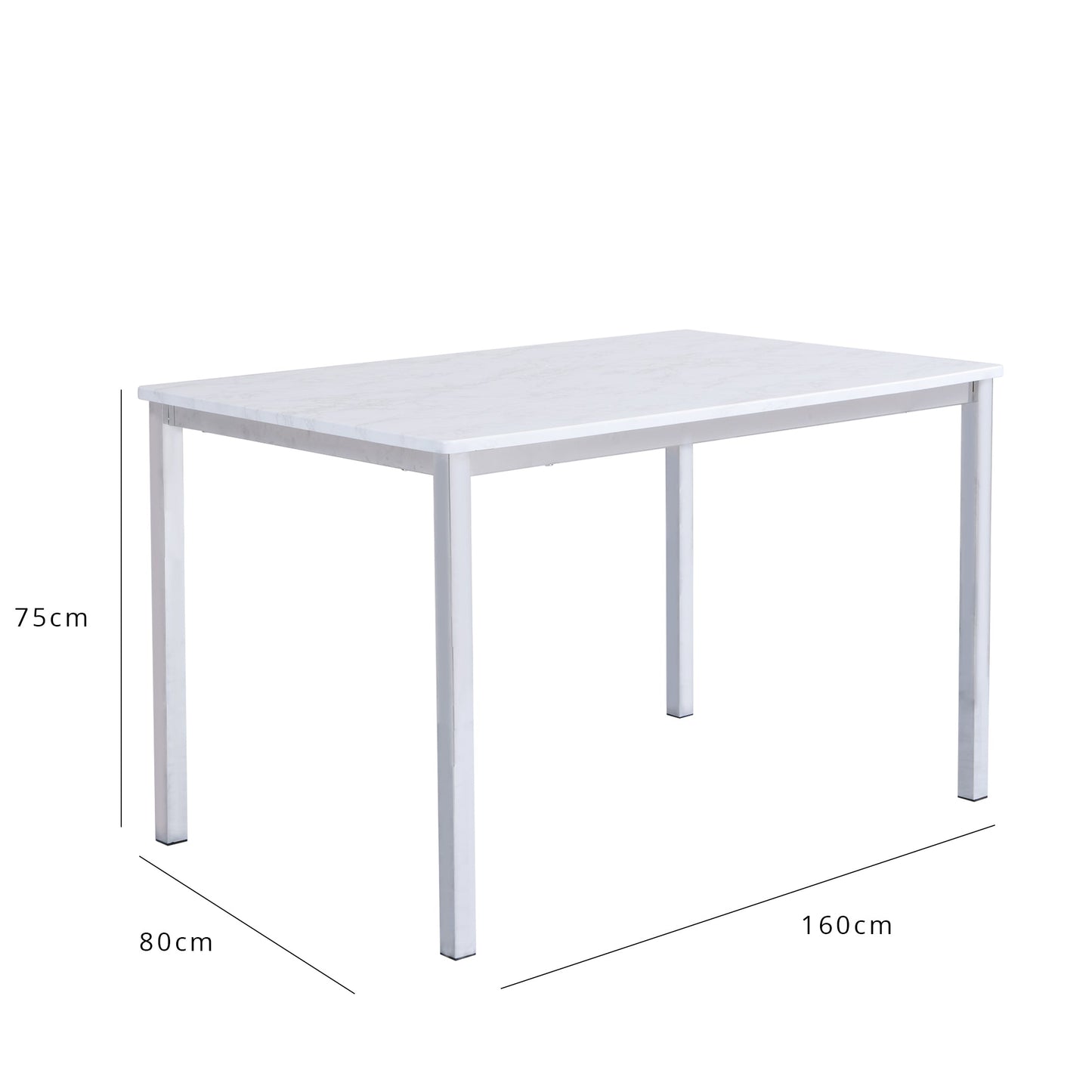 Milo dining table - 6 seater - marble effect and chrome - Laura James