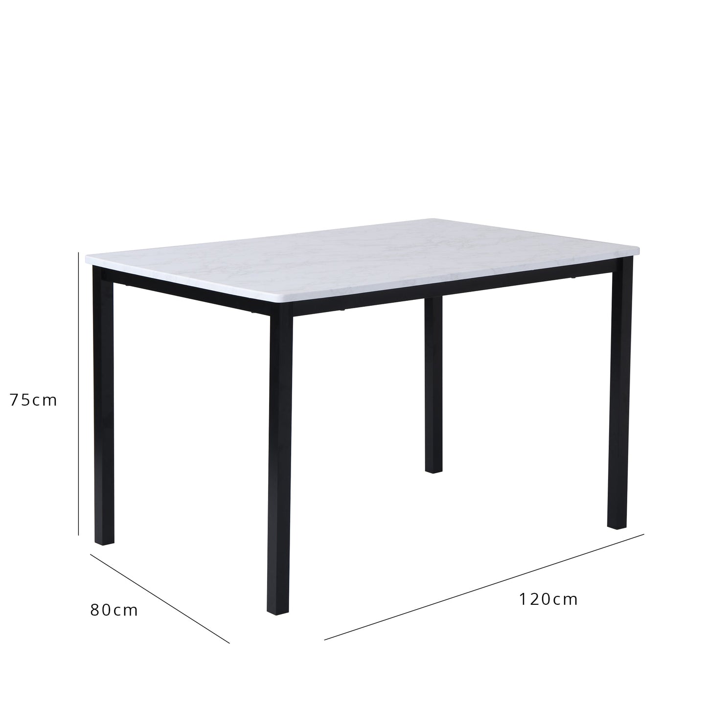 Milo dining table - 4 seater - marble effect and black - Laura James