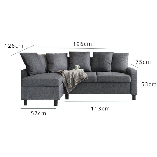 L shaped clearance linen sofa