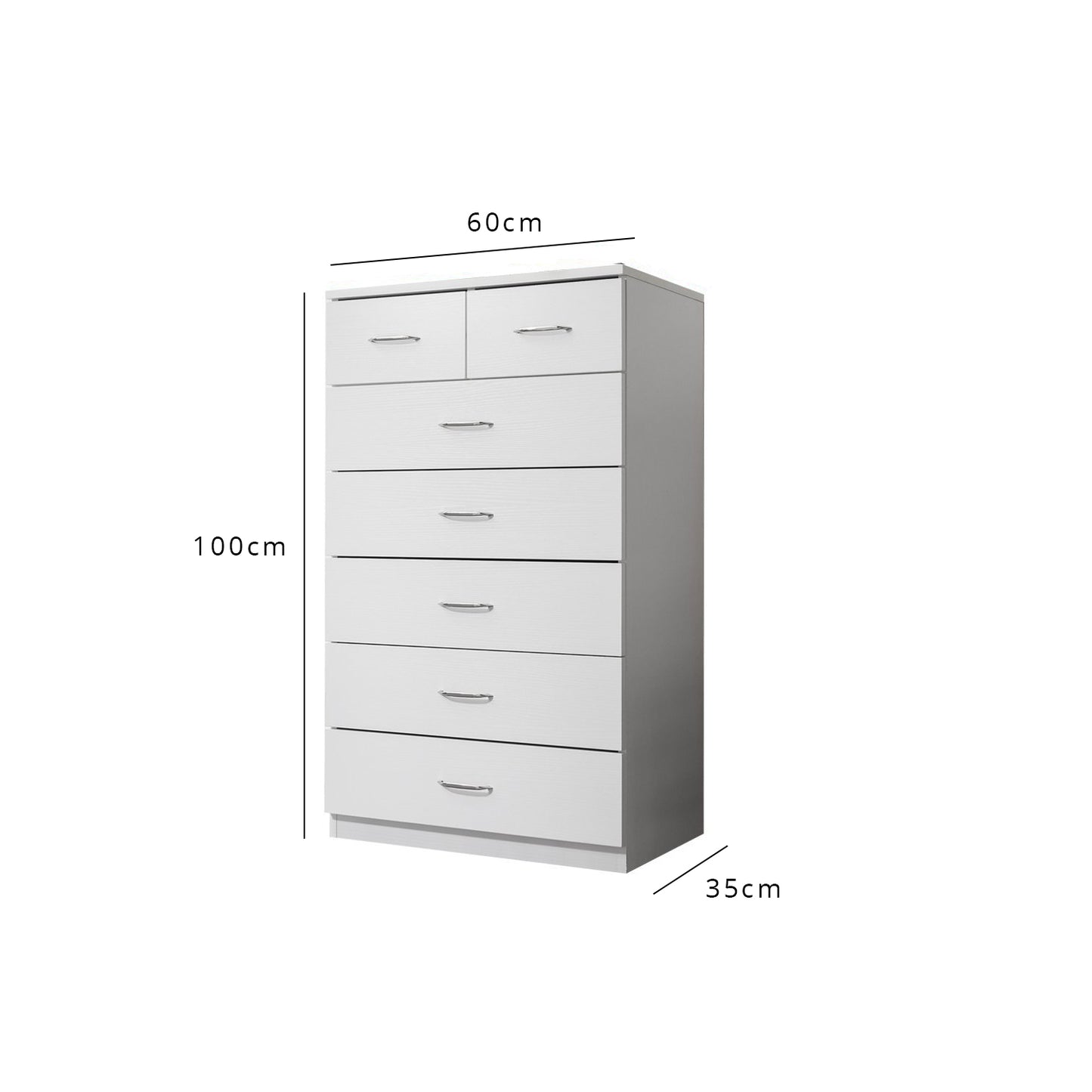 Essie Tall 7 Drawer Chest of Drawers - White