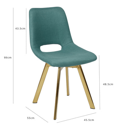 Margot dining chairs x2 - teal and brass- Laura James