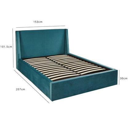 Otto Double Ottoman Bed and Mattress Set - Teal Blue Velvet