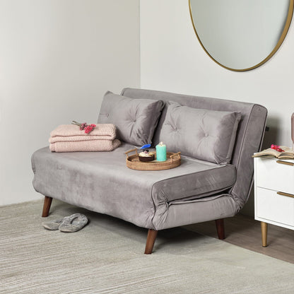Una double sofa bed - grey - velvet