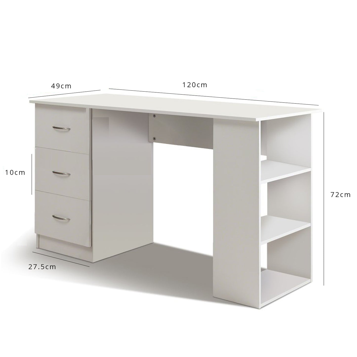 Essie white desk with drawers